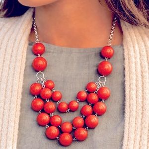 Orange Beaded Necklace/Earrings Set